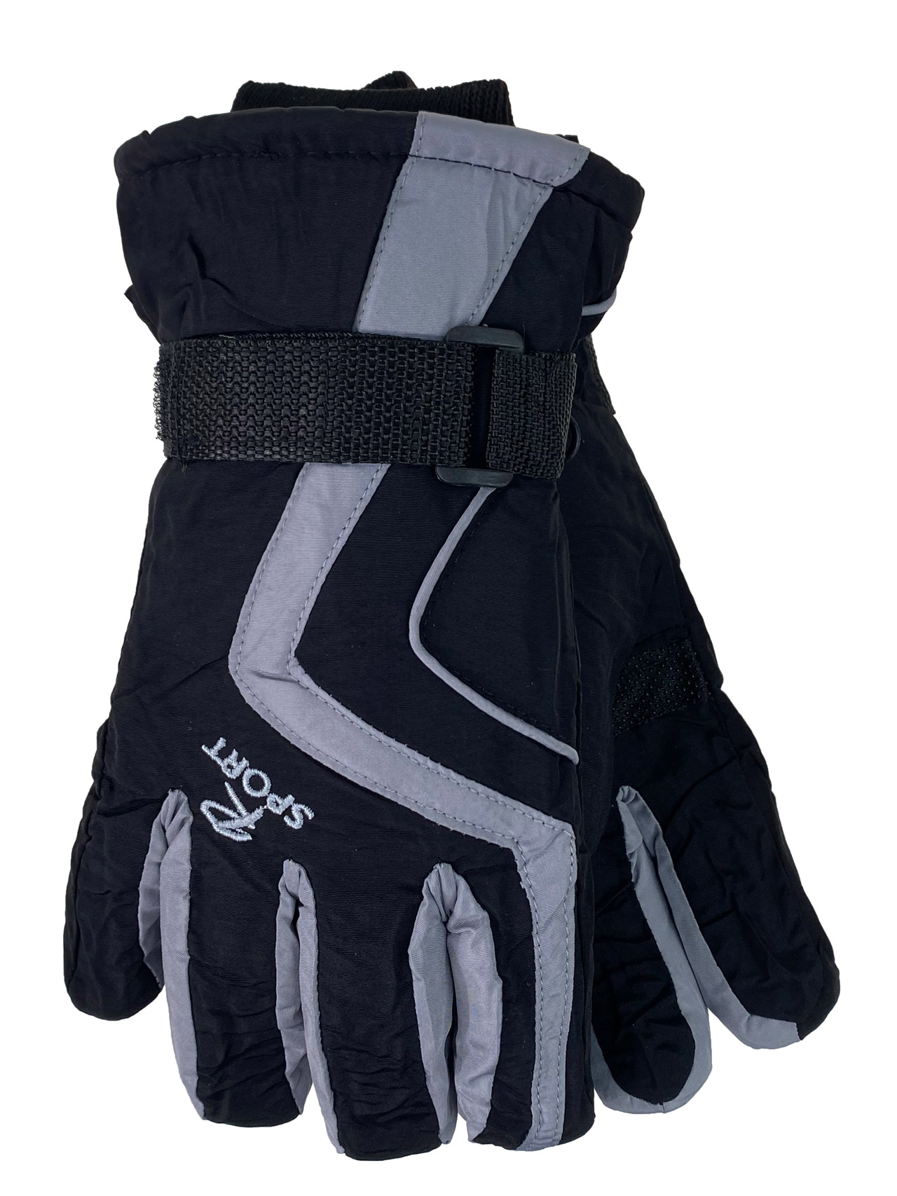 На фото 1 - Подростковые утепленные перчатки, цвет черный с серым