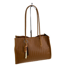 На фото 1 - Женская сумка из искусственной кожи, цвет коричнево-рыжий