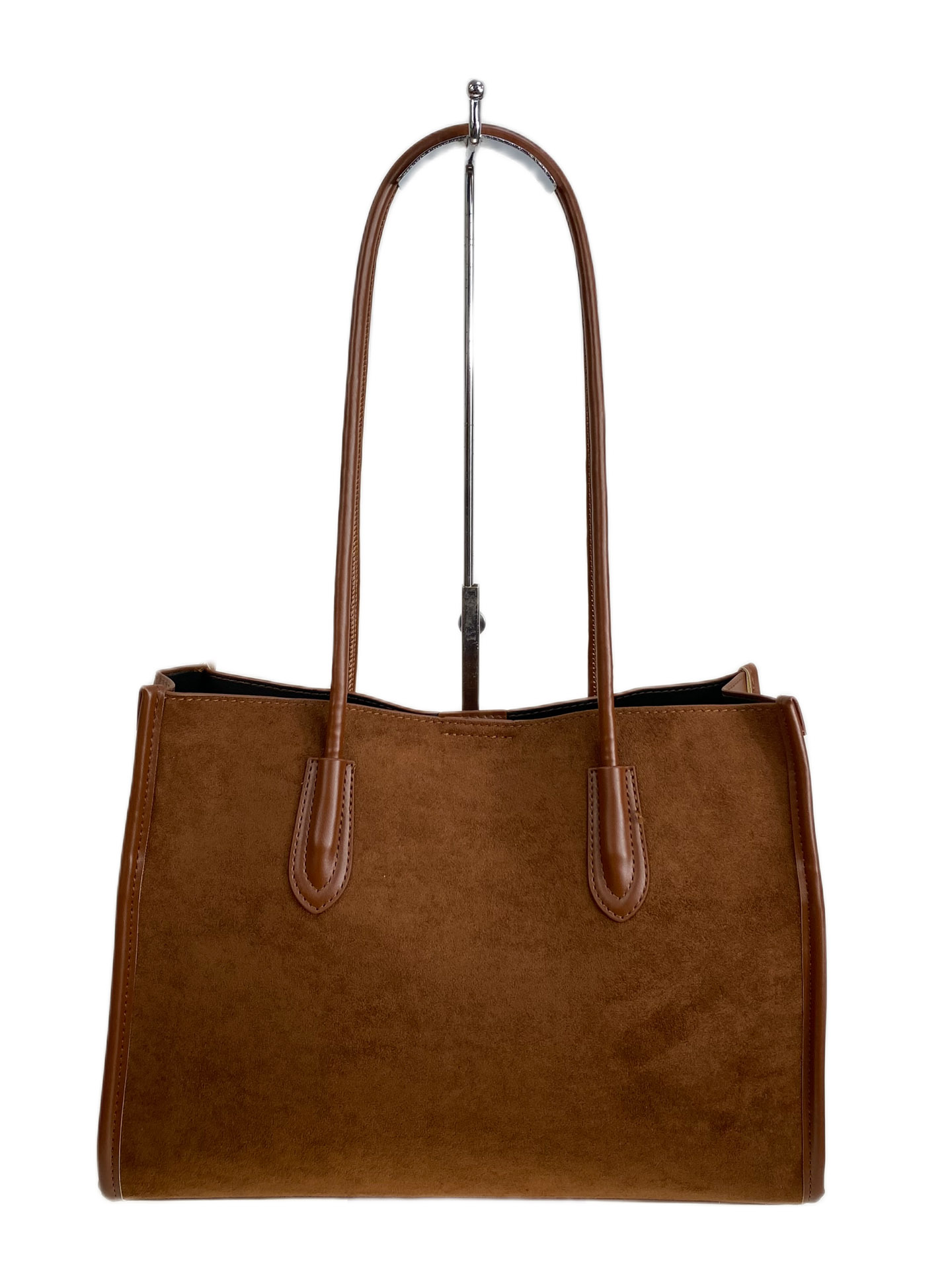 На фото 2 - Женская сумка из искусственной замши, цвет коричнево-рыжий