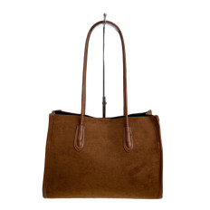 На фото 2 - Женская сумка из искусственной замши, цвет коричнево-рыжий