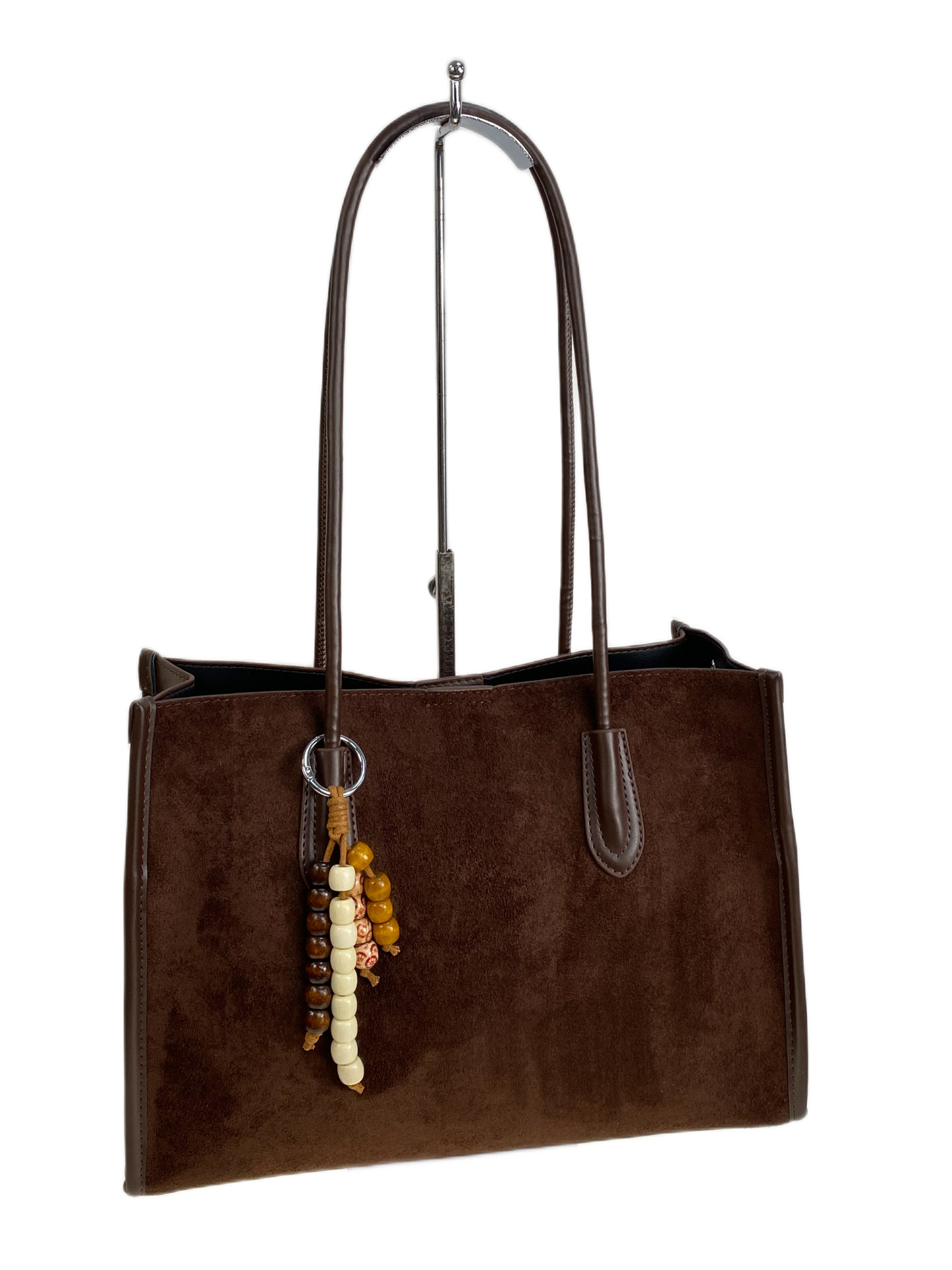 На фото 1 - Женская сумка из искусственной замши, цвет кофе