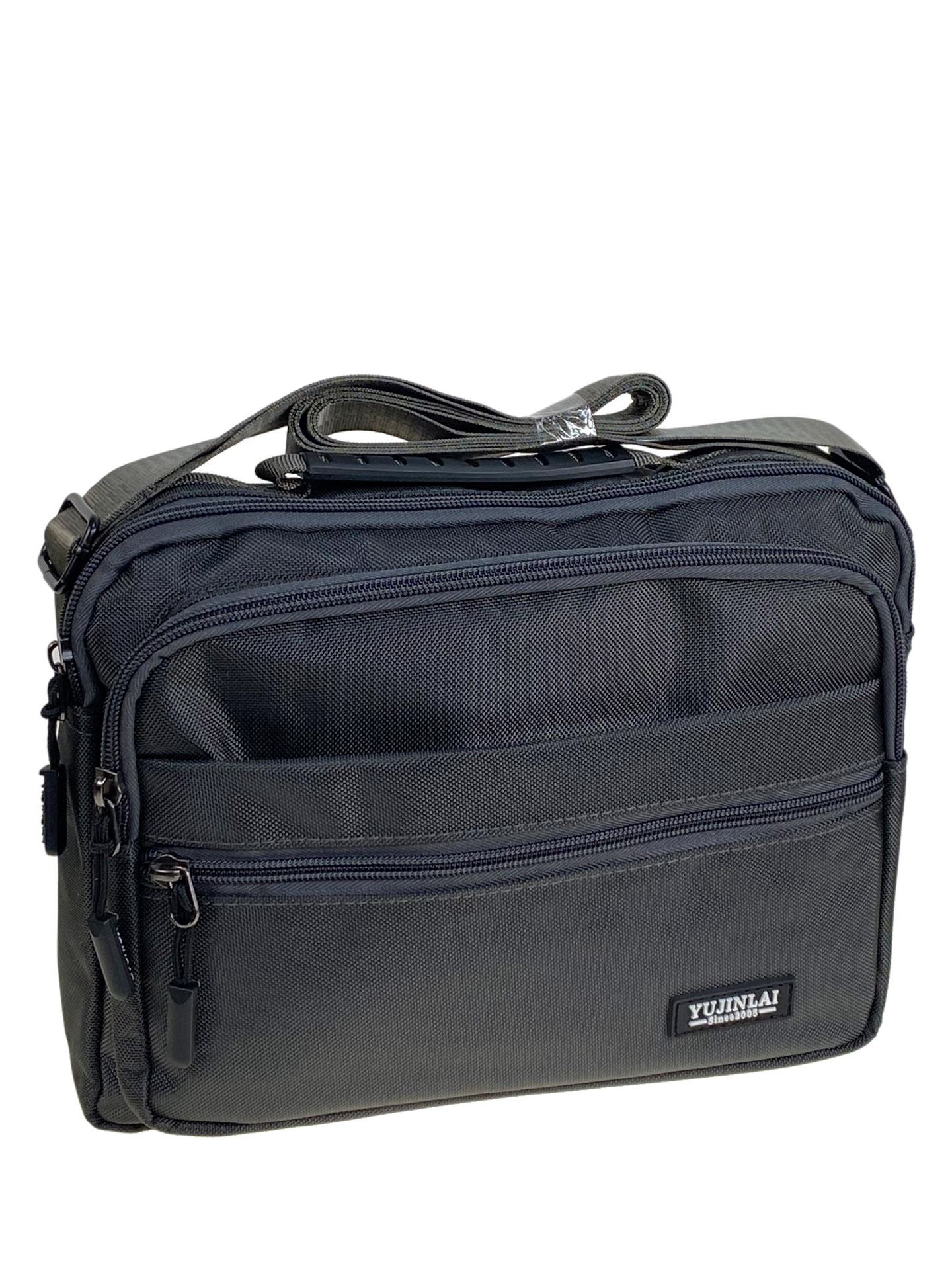 На фото 1 - Сумка мужская через плечо текстильная, цвет серый