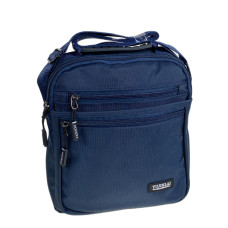 На фото 1 - Сумка мужская через плечо текстильная, цвет синий На фото 1 - Сумка мужская через плечо текстильная, цвет синий