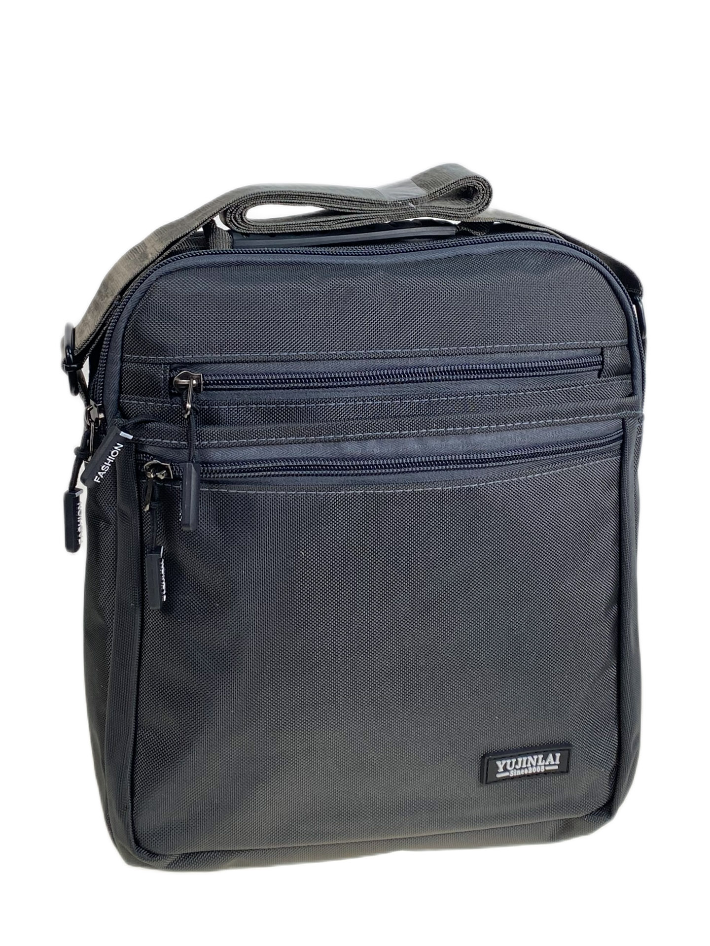 На фото 1 - Сумка мужская через плечо текстильная, цвет серый