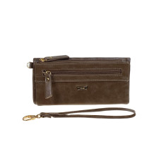 На фото 1 -  Женское портмоне из искусственной кожи, цвет хаки