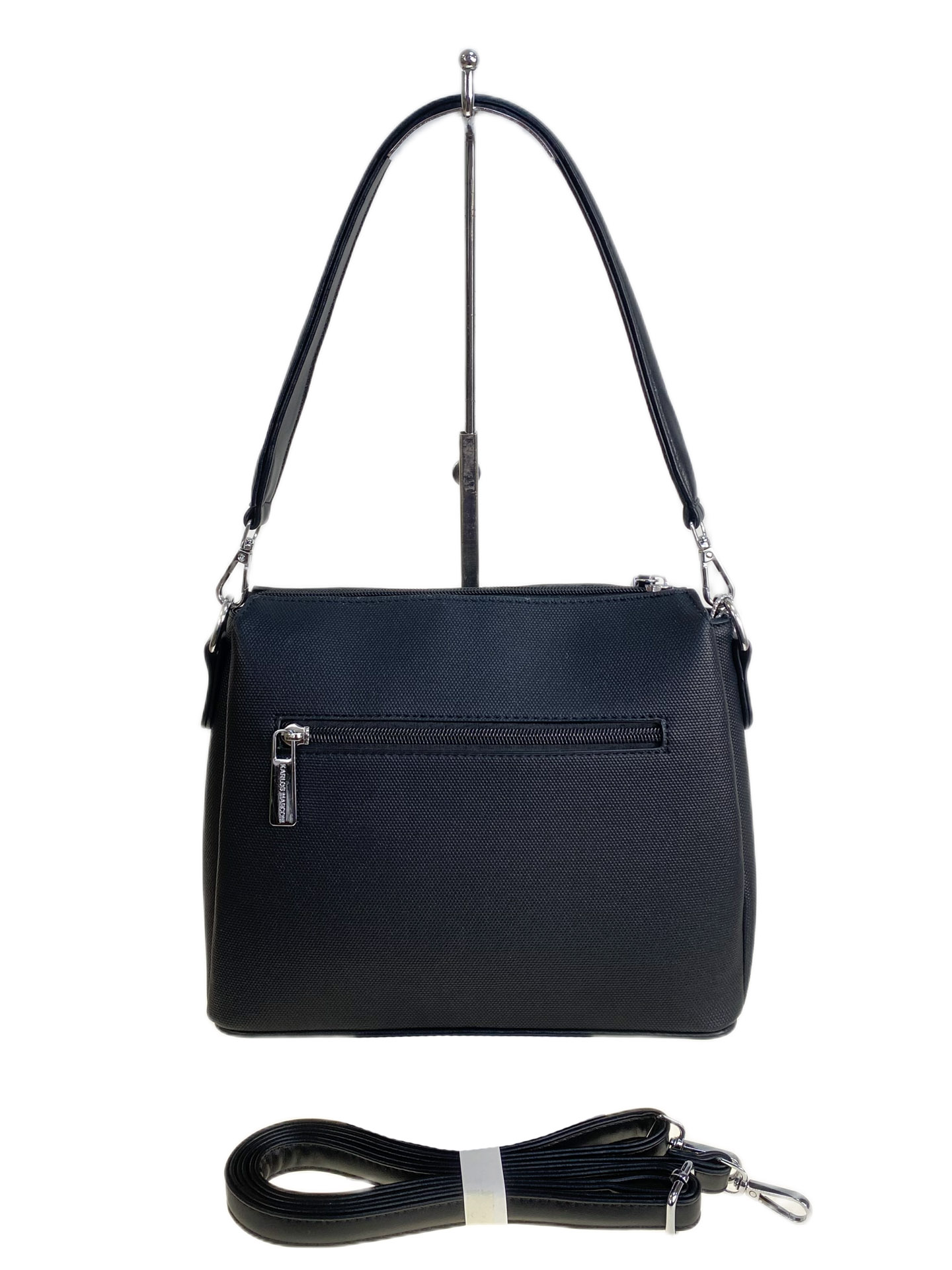 На фото 2 - Женская сумка из искусственной кожи, цвет черный