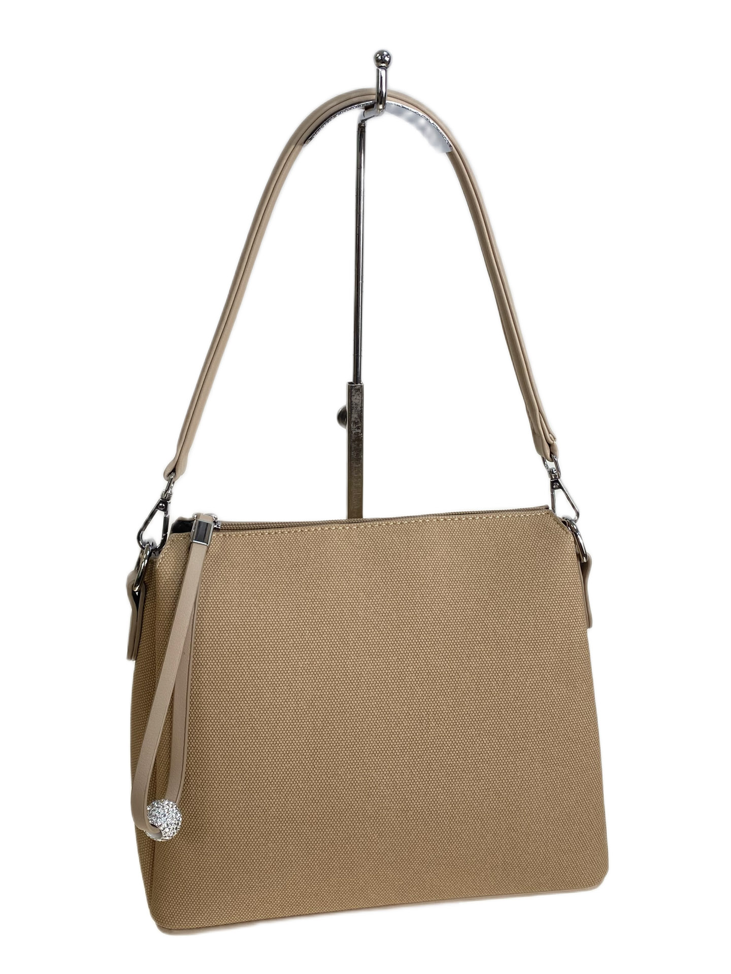 На фото 1 - Женская сумка из искусственной кожи, цвет светло коричневый