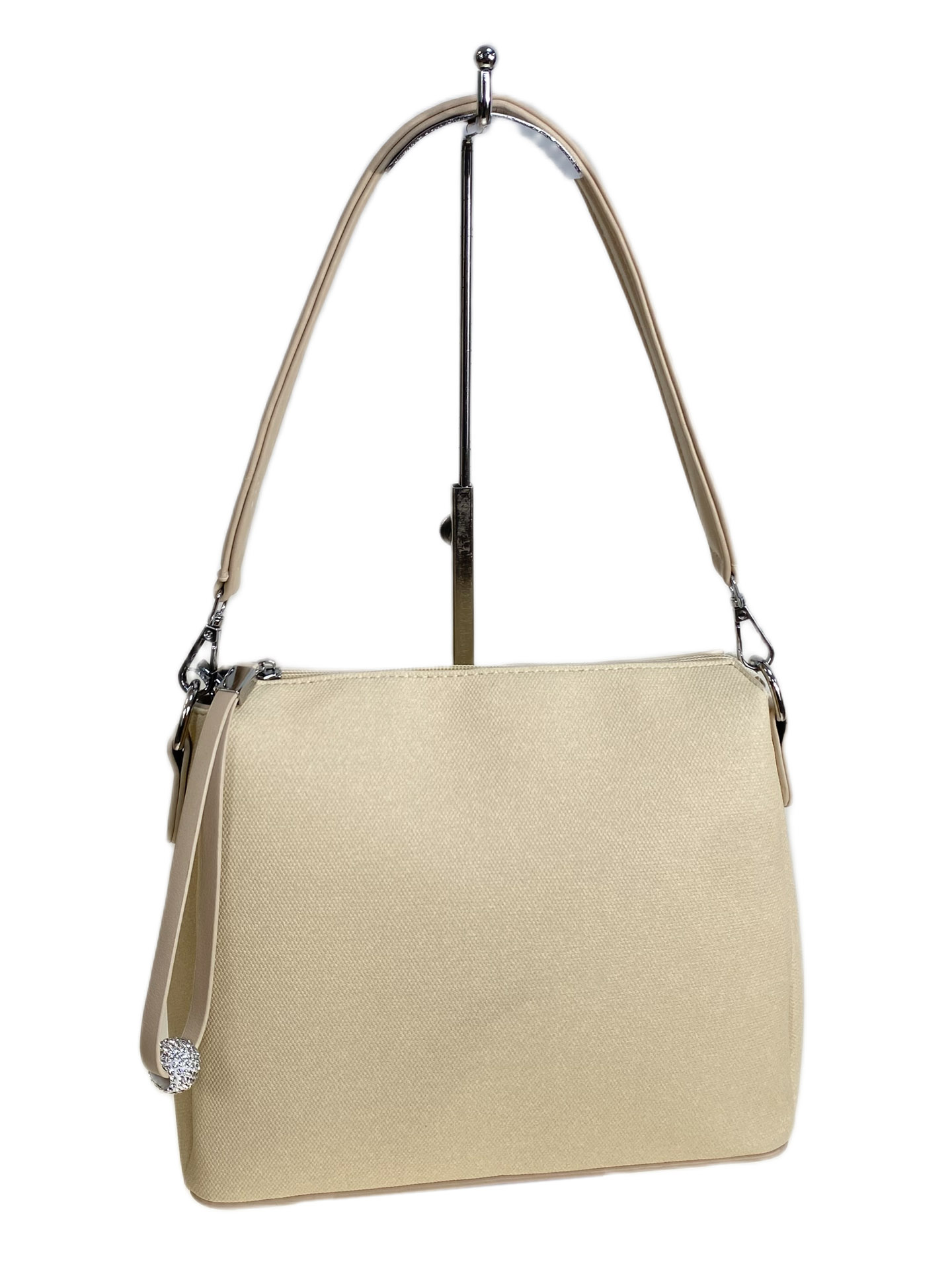 На фото 1 - Женская сумка из искусственной кожи, цвет молочный