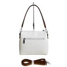 На фото 2 - Женская сумка из искусственной кожи, цвет белый с шоколадом