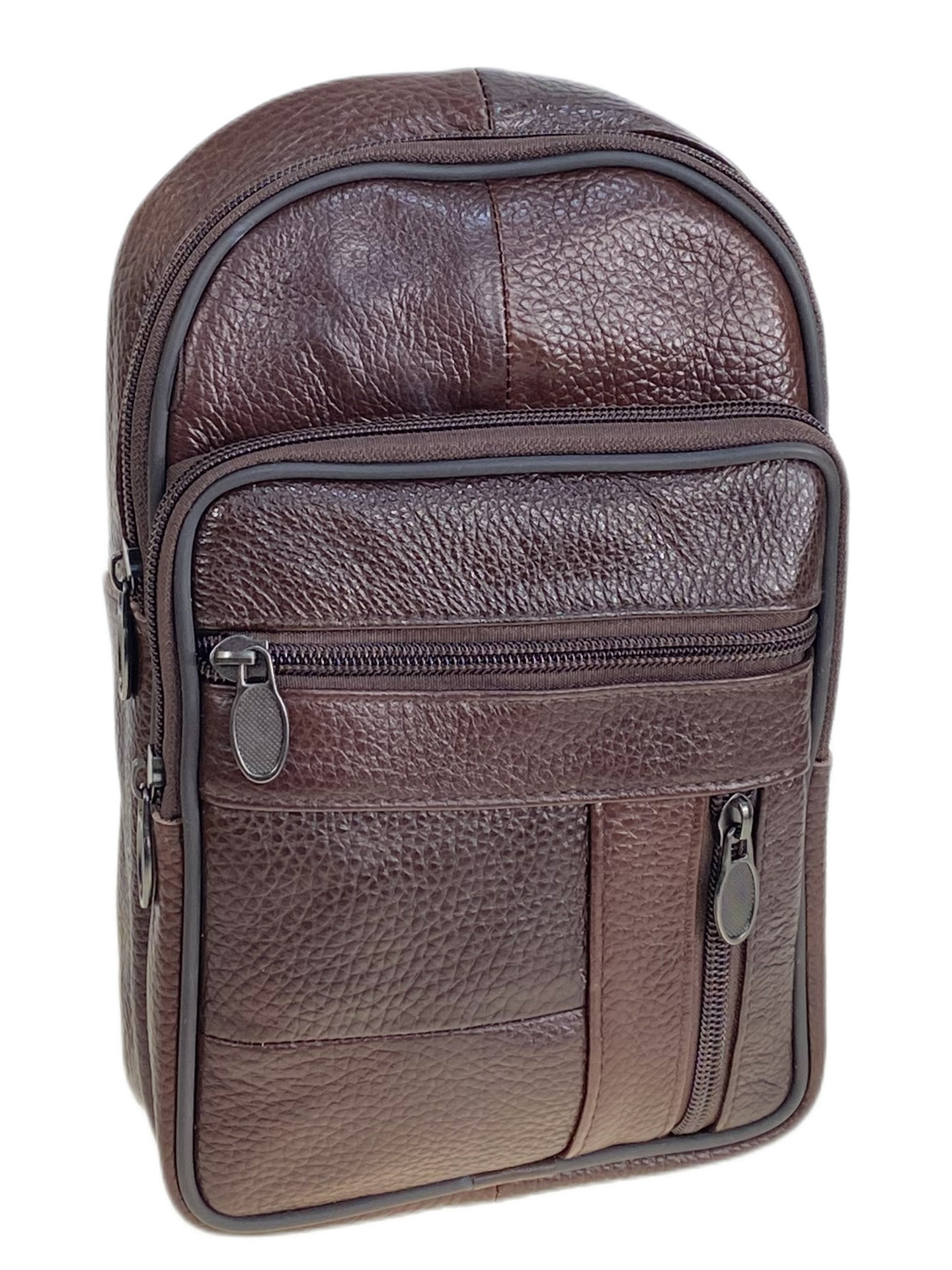 На фото 1 - Сумка мужская через плечо из натуральной кожи, цвет коричневый