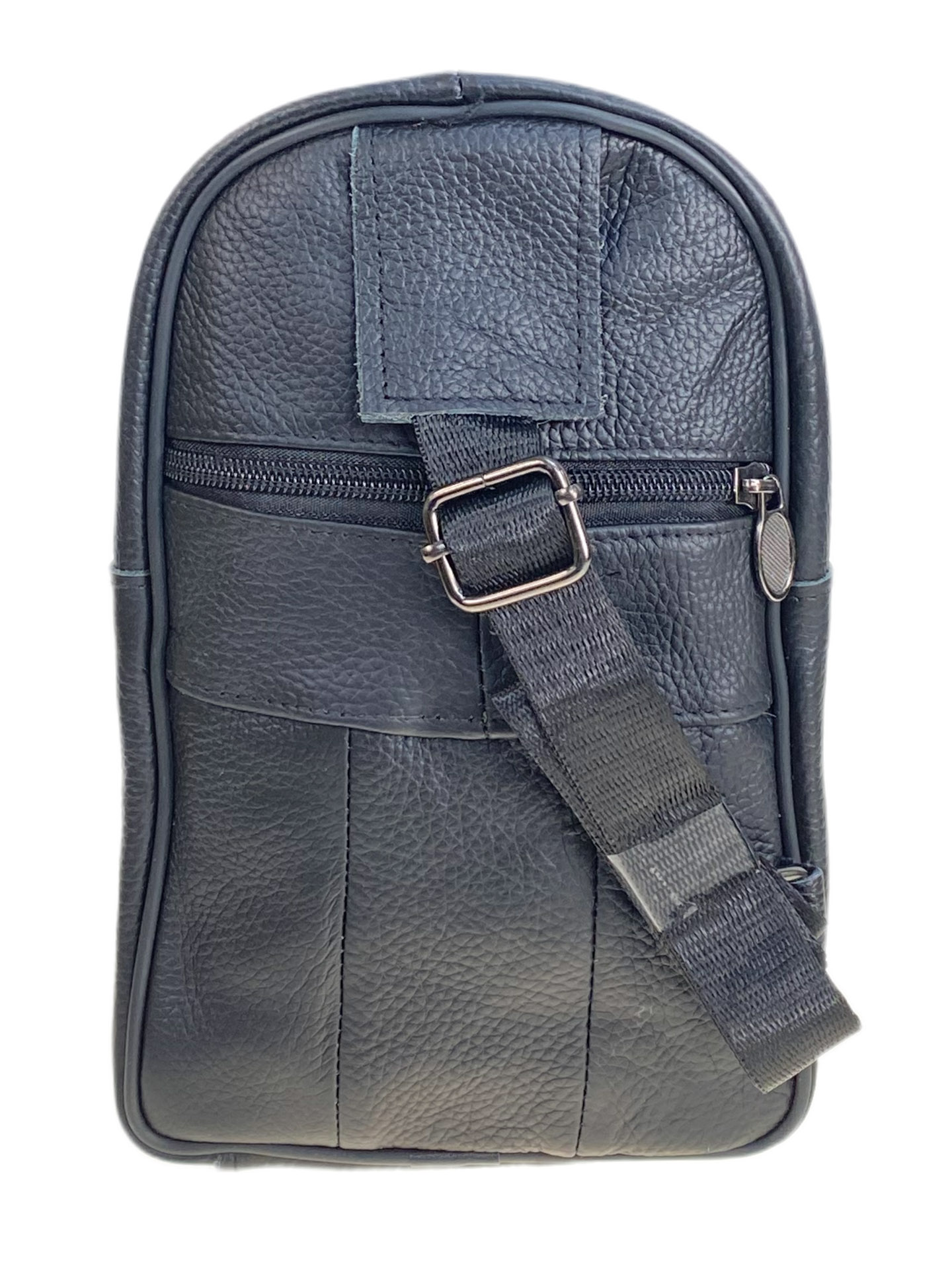 На фото 2 - Сумка мужская через плечо из натуральной кожи, цвет черный