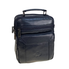 На фото 1 - Сумка мужская из натуральной кожи, цвет черный