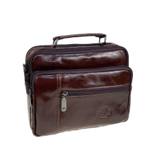 На фото 1 - Сумка мужская из натуральной кожи, цвет коричневый