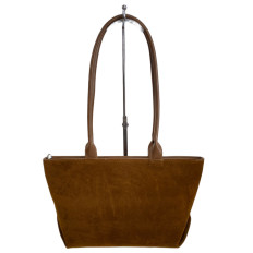 На фото 2 - Женская сумка из искусственной замши, цвет коричнево-рыжий