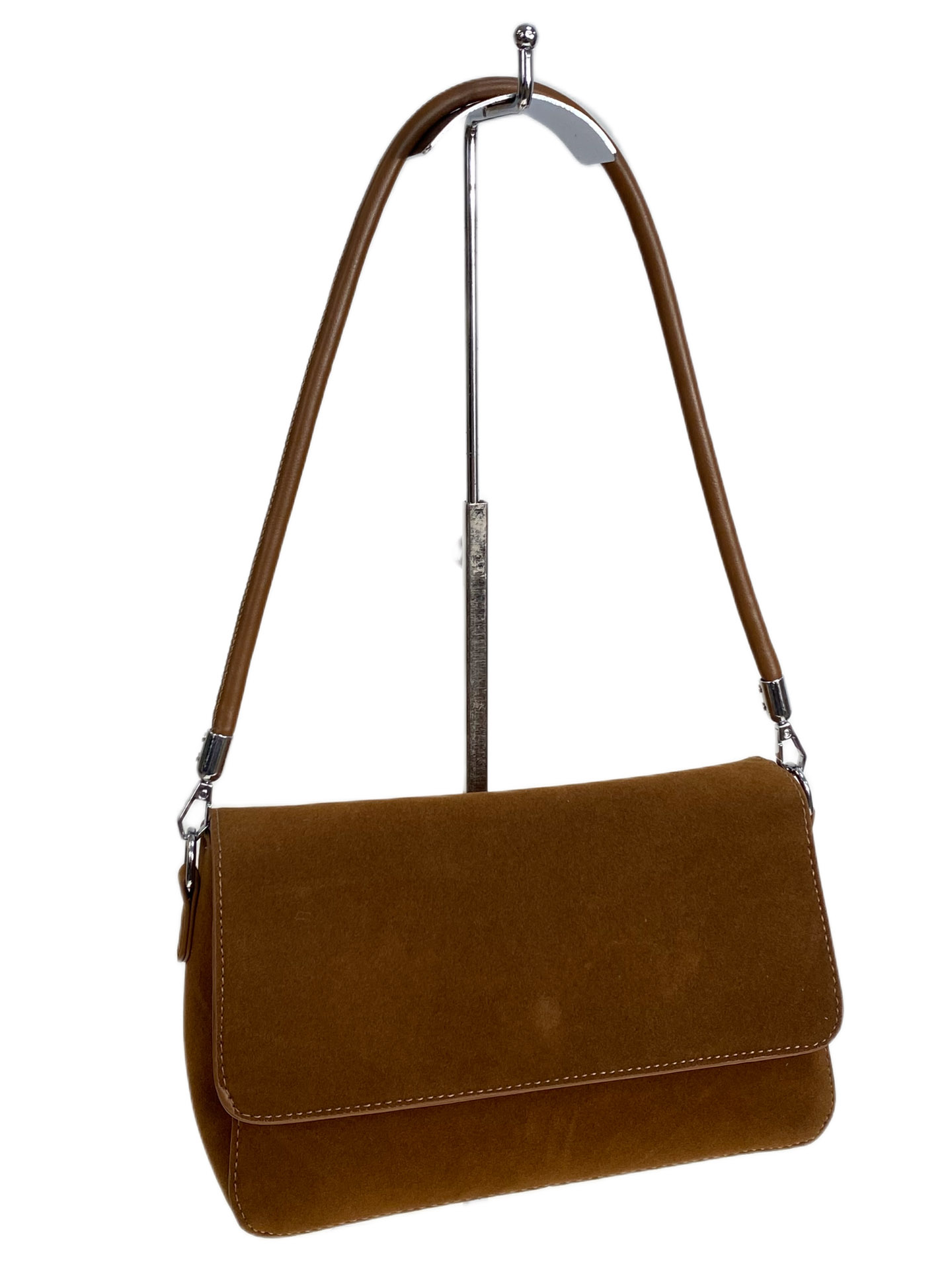 На фото 1 - Женская сумка из искусственной замши, цвет коричневый