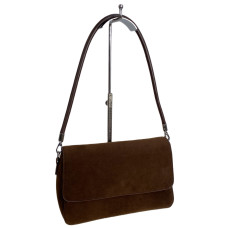 На фото 1 - Женская сумка из искусственной замши, цвет шоколад