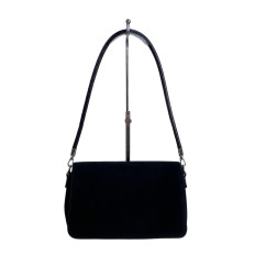 На фото 2 - Женская сумка из искусственной замши, цвет черный