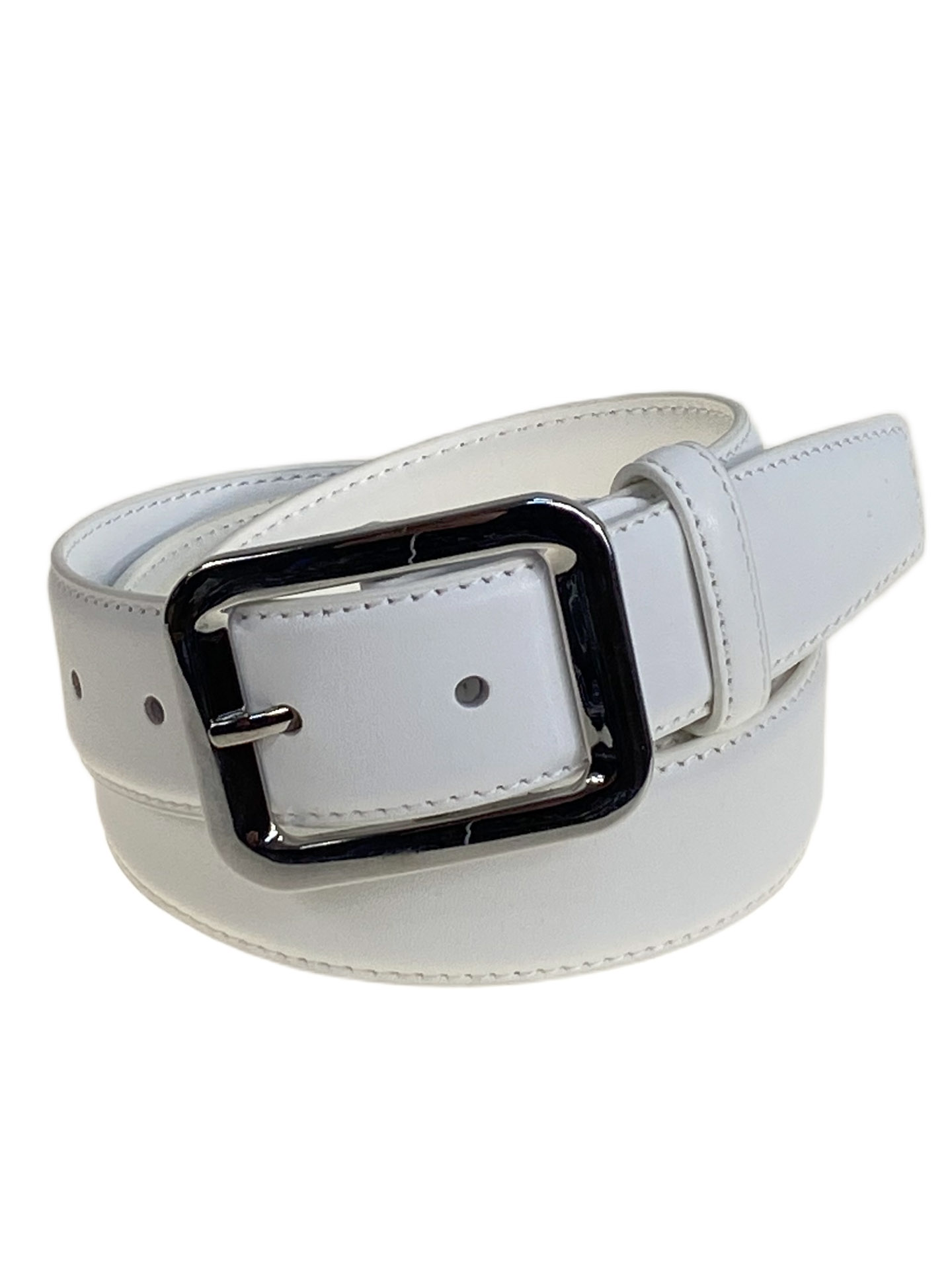 На фото 1 - Ремень женский из натуральной кожи, цвет белый
