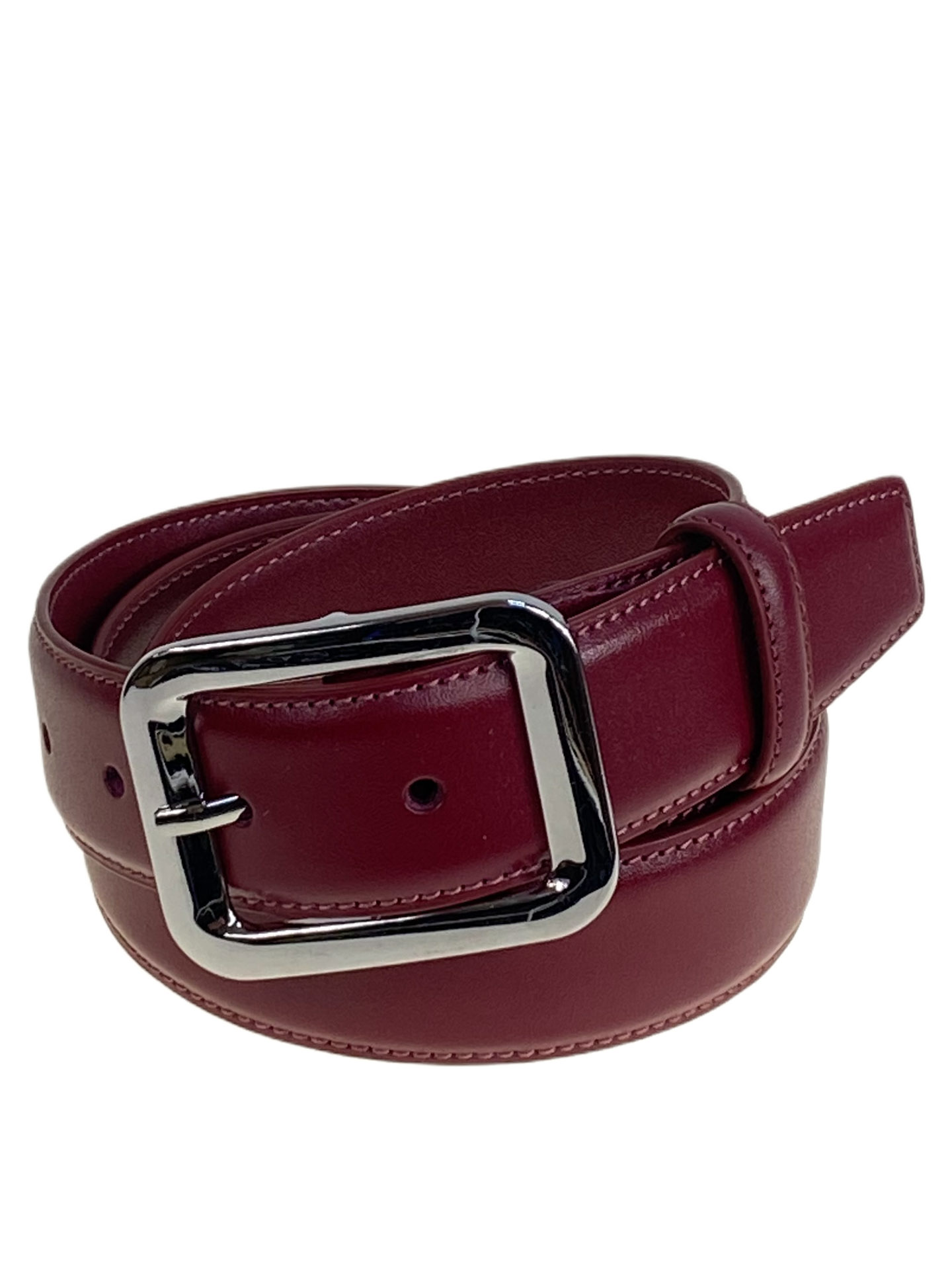 На фото 1 - Ремень женский из натуральной кожи, цвет бордовый