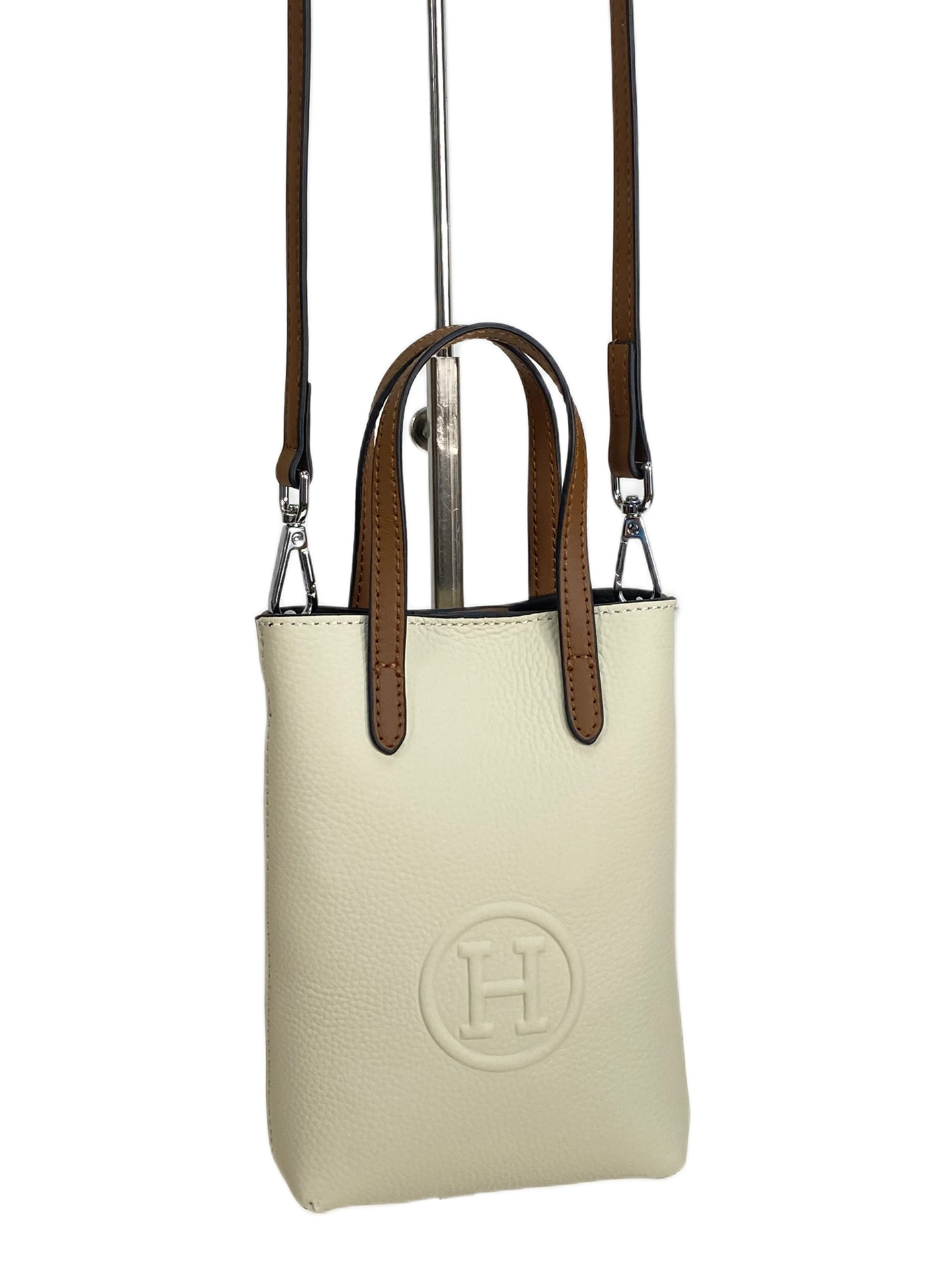 На фото 1 - Женская сумка из натуральной кожи, цвет  белый