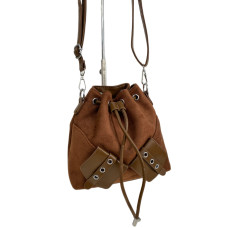 На фото 1 - Женская сумка из искусственной замши, цвет шоколадно-рыжий