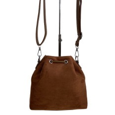 На фото 2 - Женская сумка из искусственной замши, цвет шоколадно-рыжий