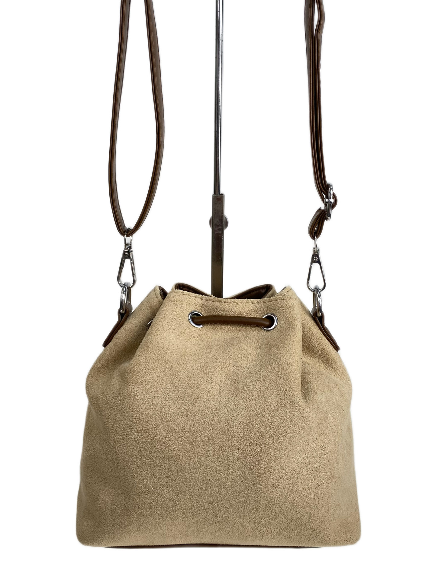 На фото 2 - Женская сумка из искусственной замши, цвет бежевый