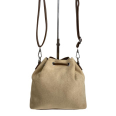 На фото 2 - Женская сумка из искусственной замши, цвет бежевый