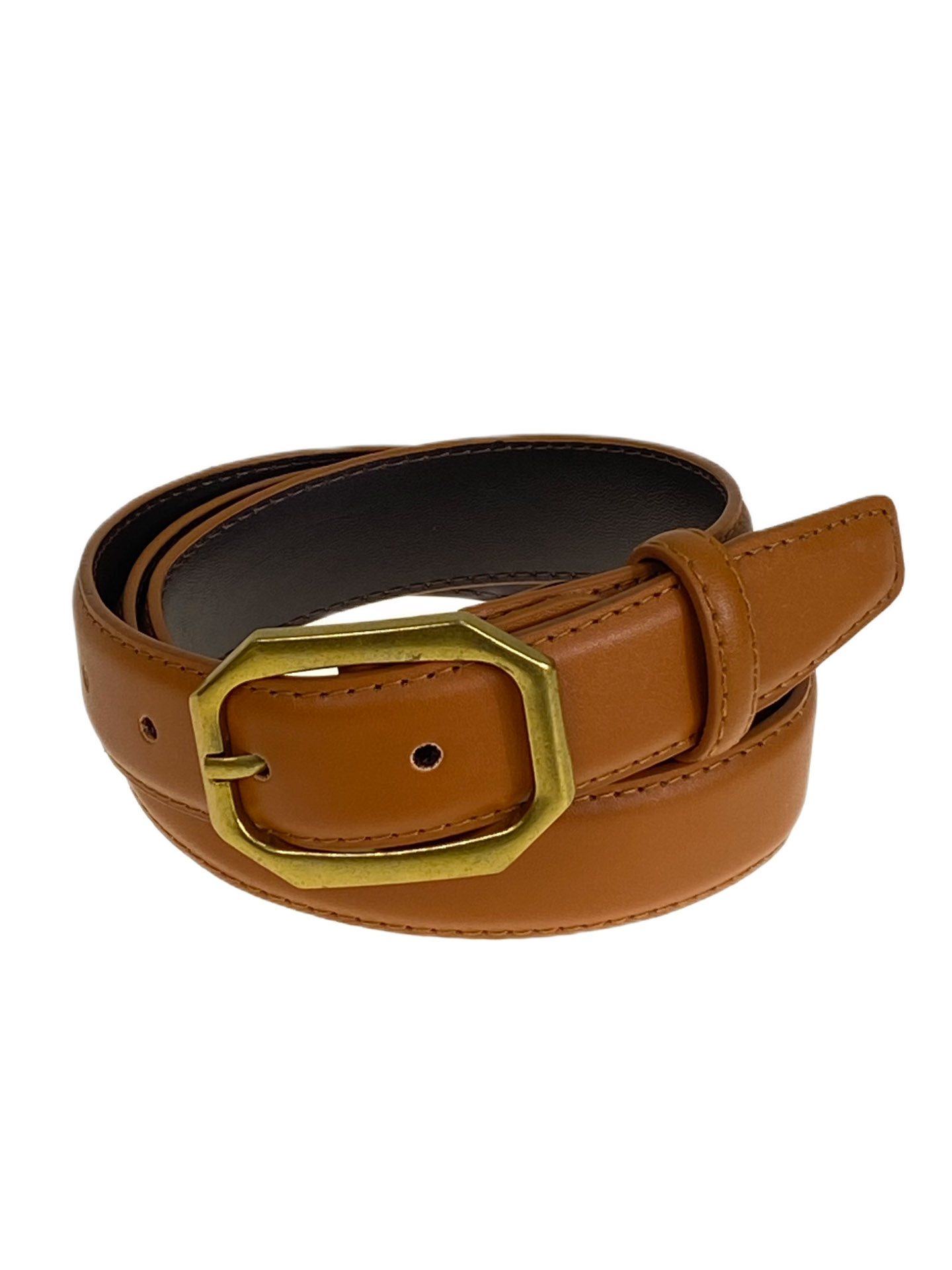 На фото 1 - Ремень женский из искусственной кожи , цвет  рыжий