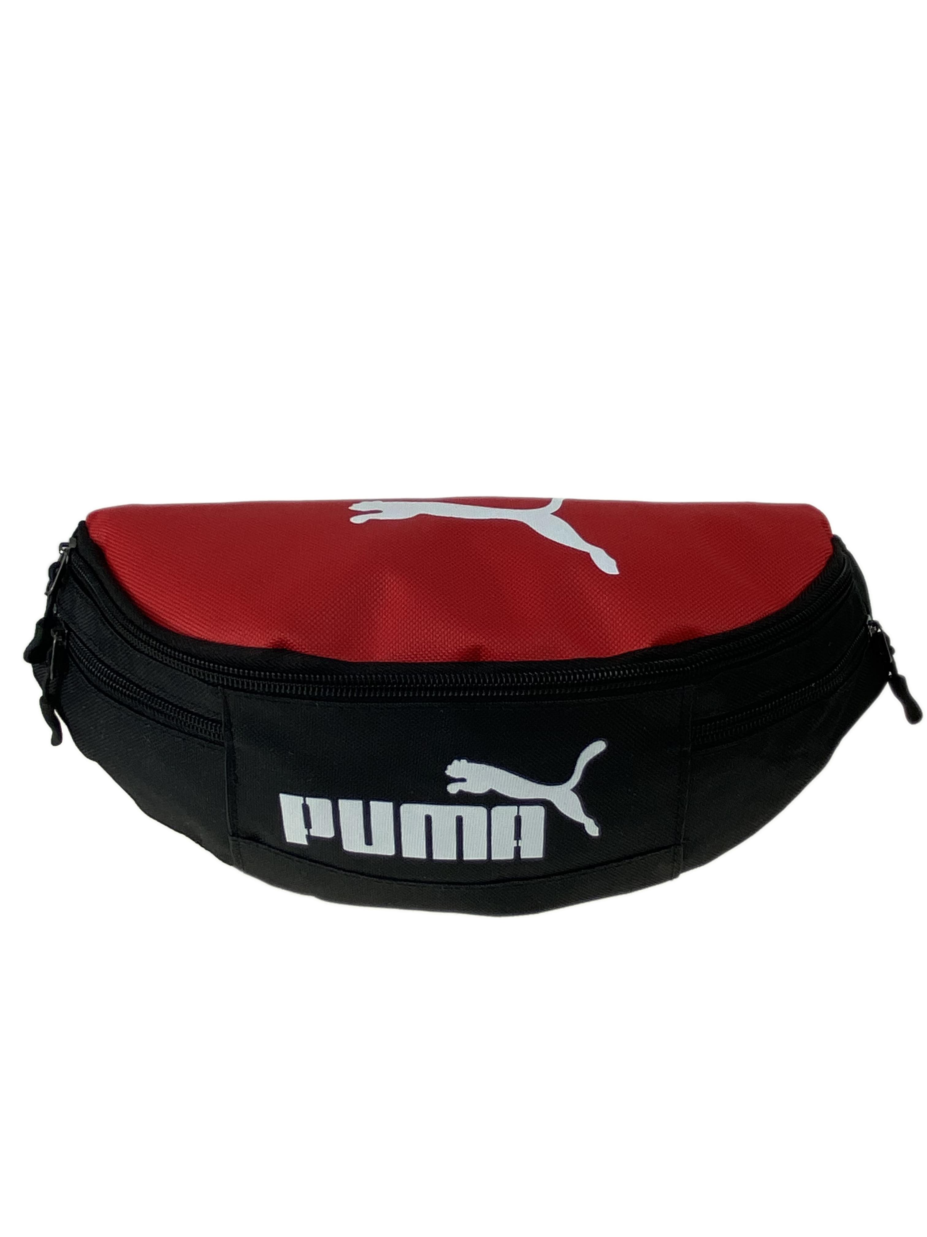 На фото 2 - Поясная сумка из текстиля, цвет черный с красным