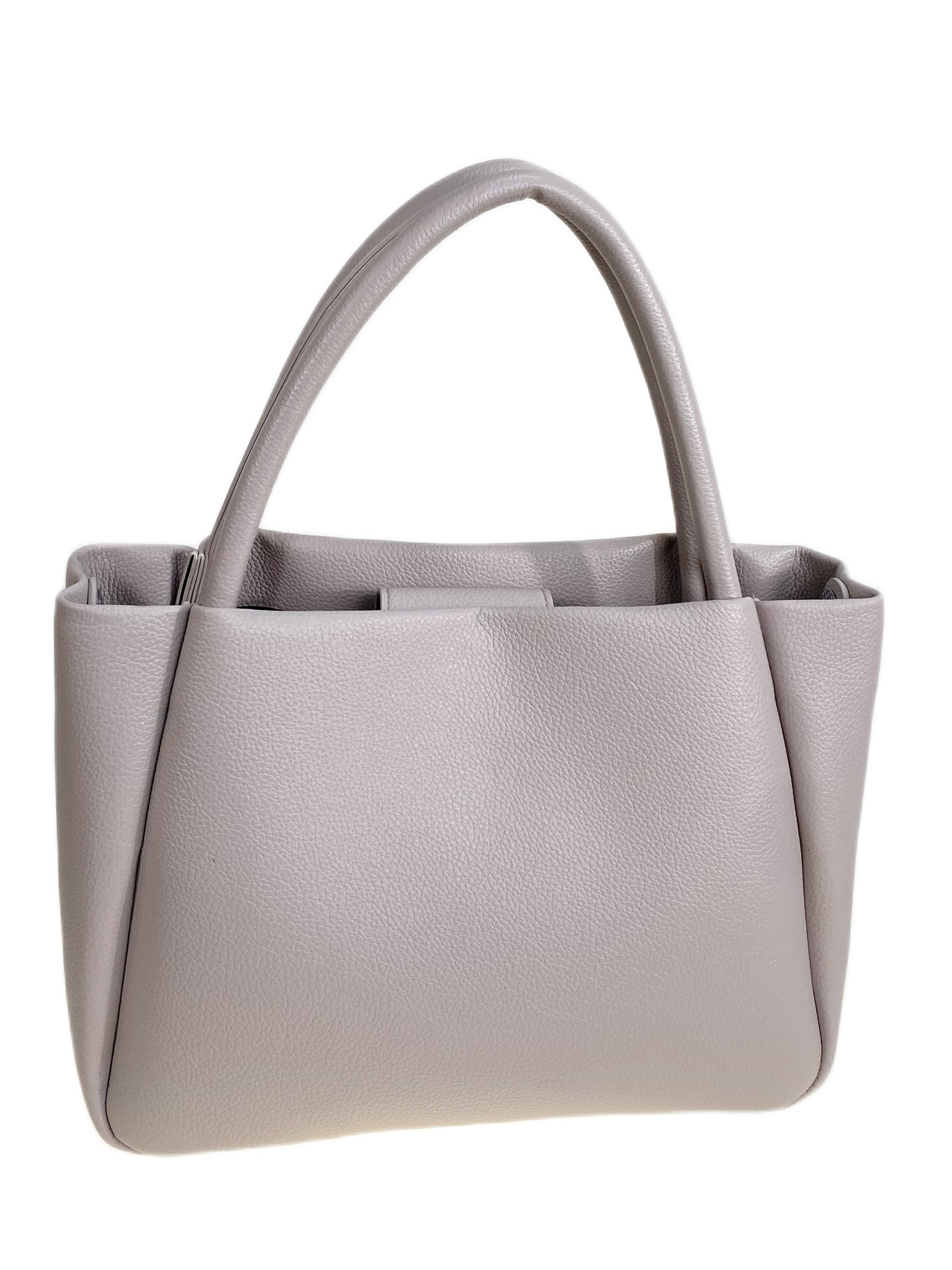 На фото 1 - Женская сумка из искусственной кожи, цвет серо-белый