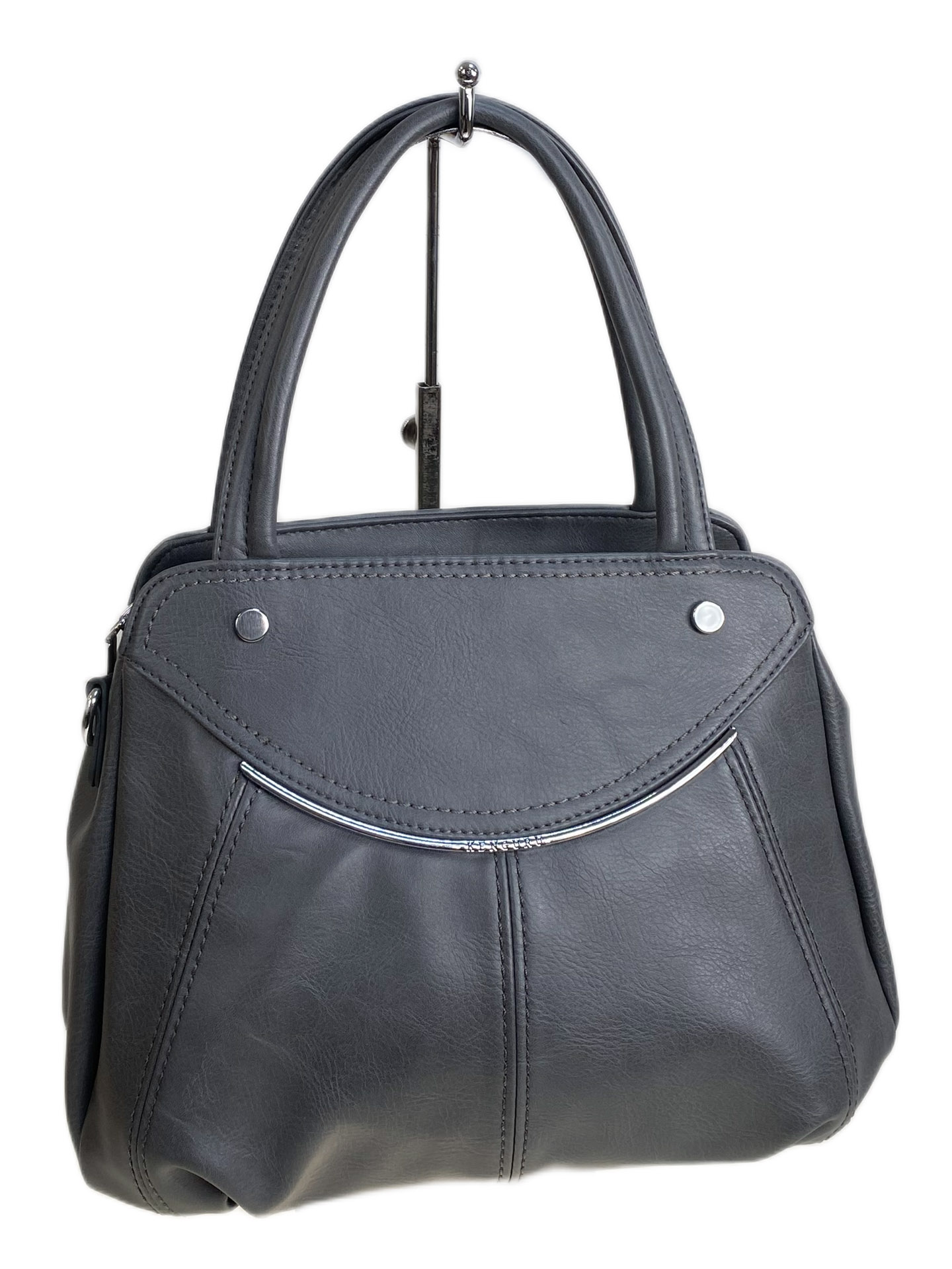 На фото 1 - Женская сумка из искусственной кожи, цвет серый