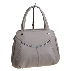 На фото 1 - Женская сумка из искусственной кожи, цвет серо-белый