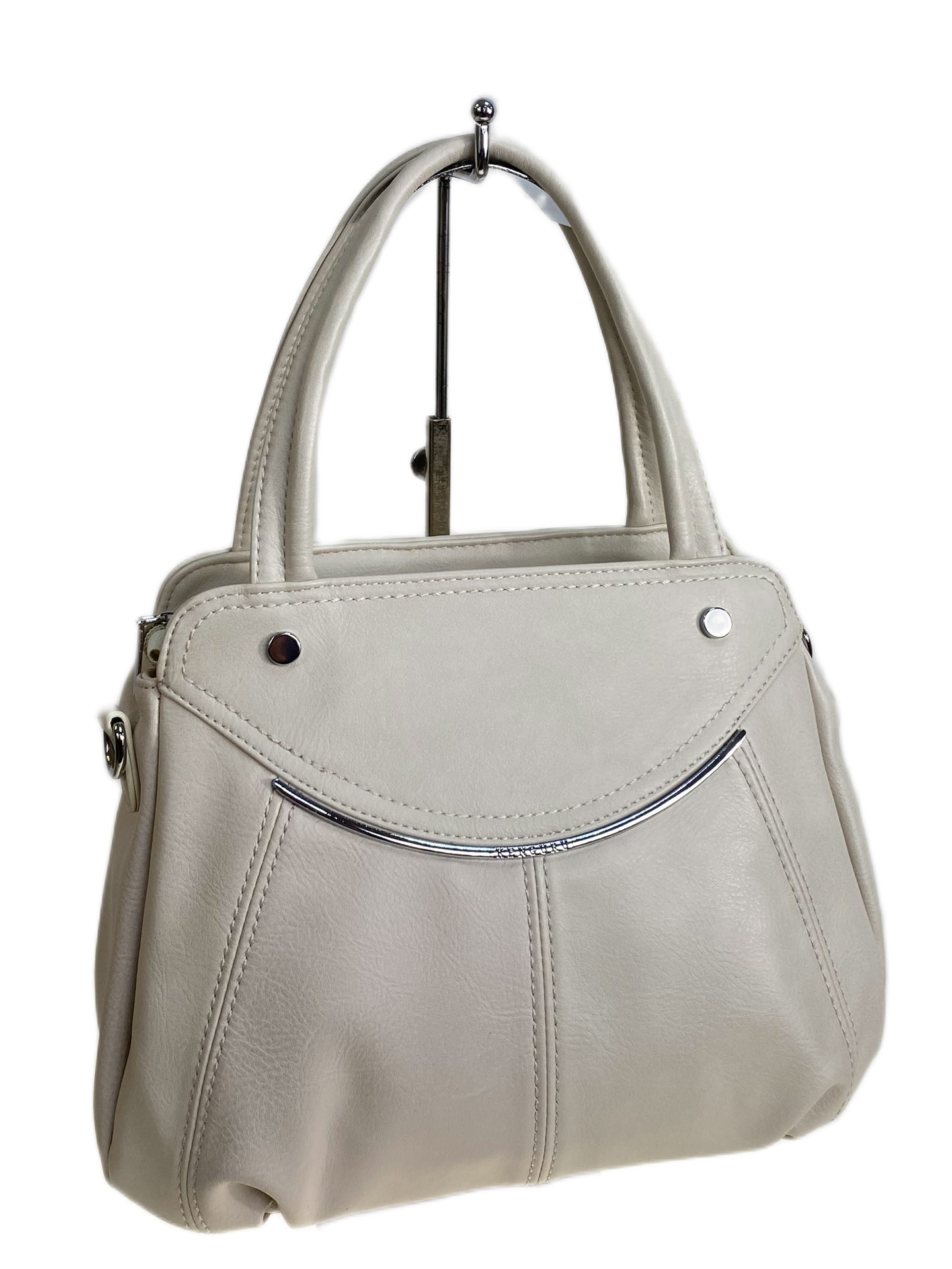 На фото 1 - Женская сумка из искусственной кожи, цвет молочный