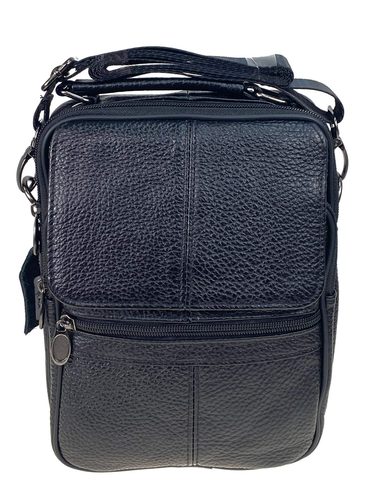 На фото 1 - Сумка мужская из натуральной кожи, цвет черный