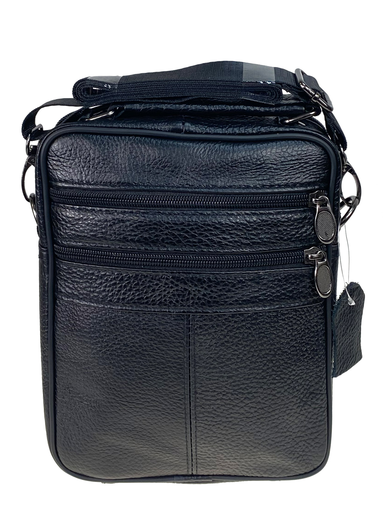 На фото 2 - Сумка мужская из натуральной кожи, цвет черный