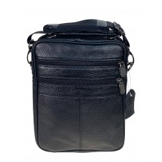 На фото 2 - Сумка мужская из натуральной кожи, цвет черный