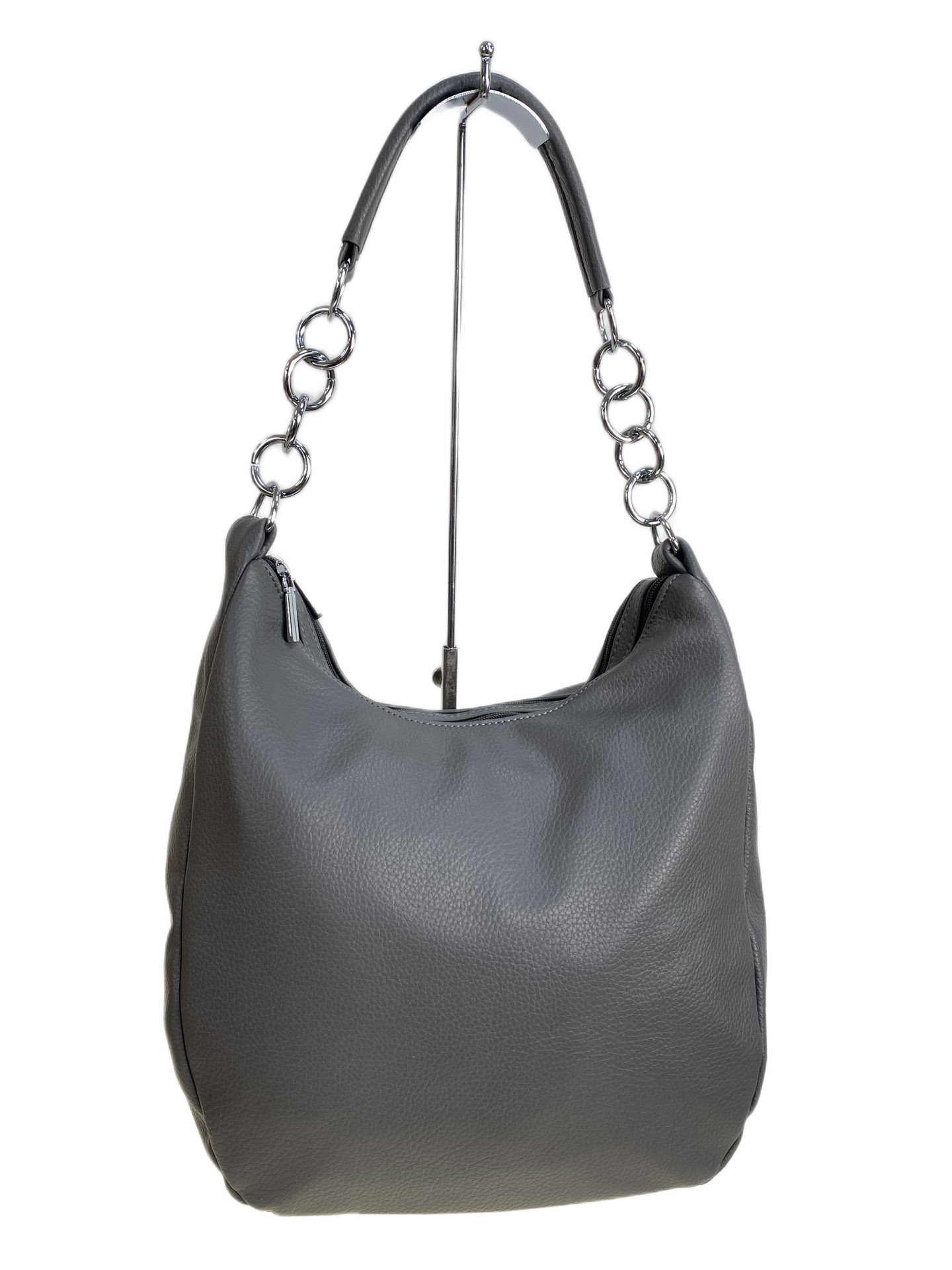 На фото 1 - Женская сумка из искусственной кожи, цвет серый