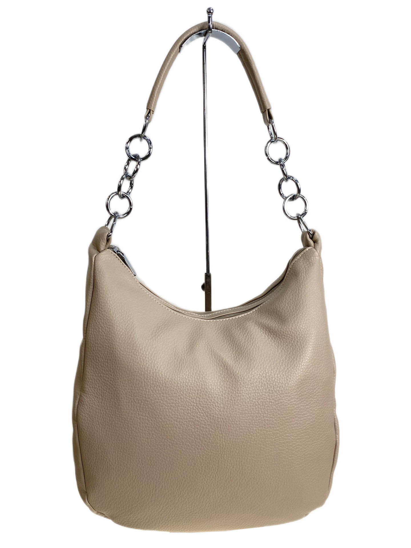 На фото 1 - Женская сумка из искусственной кожи, цвет бежевый