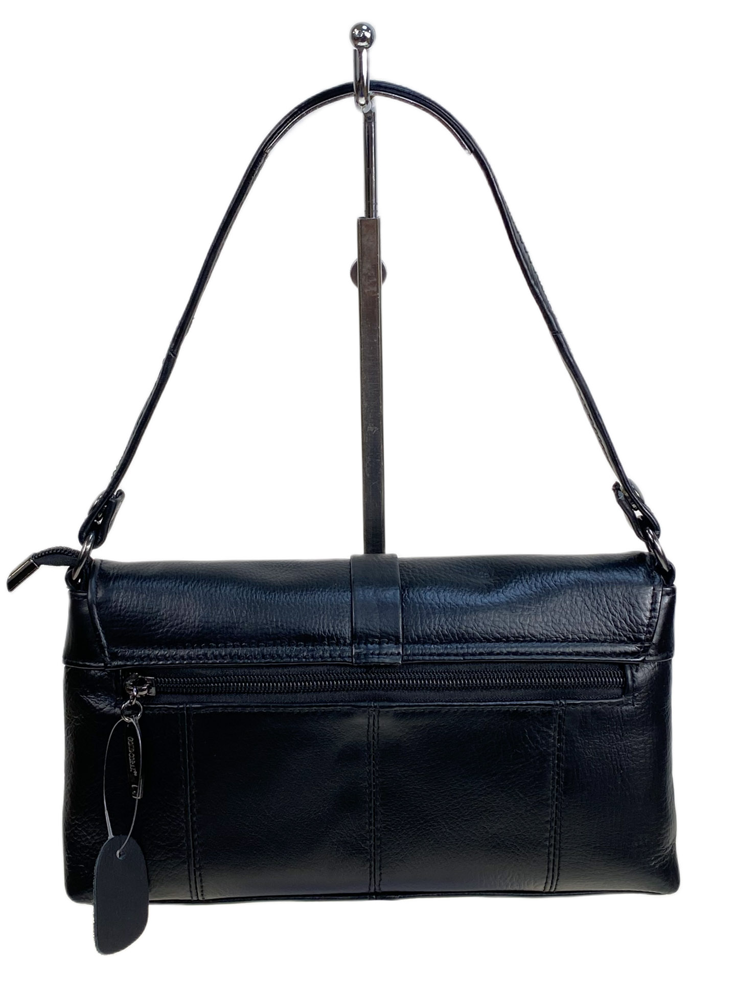 На фото 2 - Женская сумка из натуральной кожи, цвет  черный