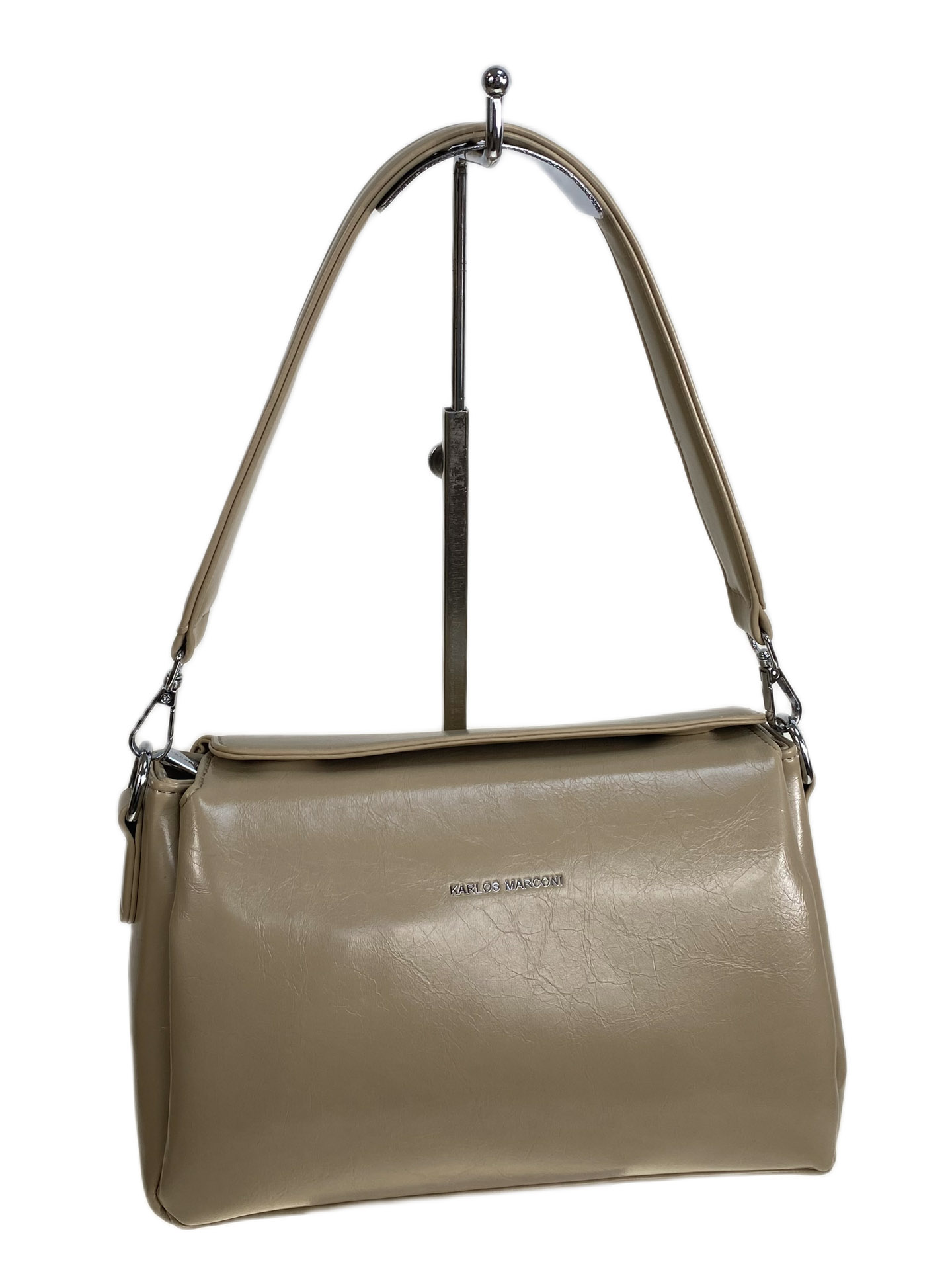 На фото 1 - Женская сумка из искусственной кожи, цвет коричневый