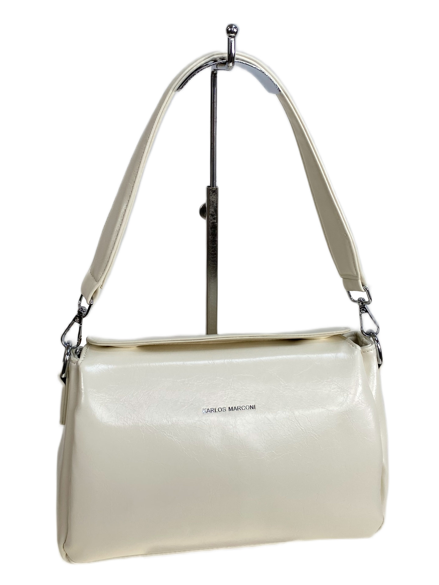 На фото 1 - Женская сумка из искусственной кожи, цвет молочный