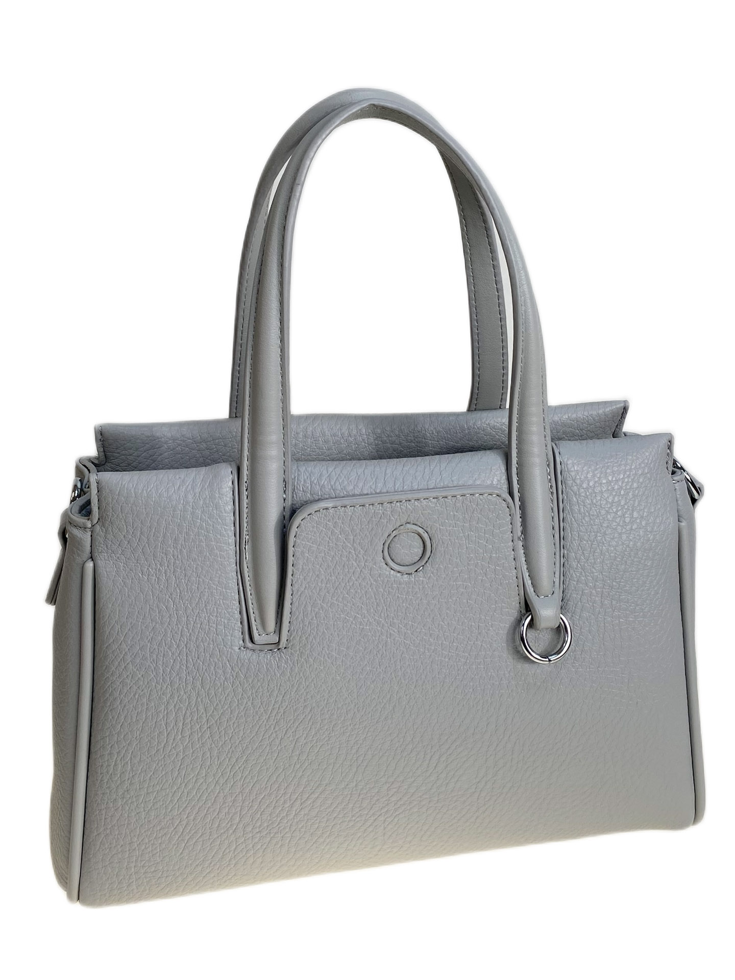 На фото 1 - Женская сумка из искусственной кожи, цвет серо-белый