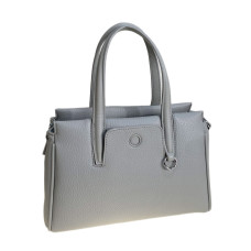 На фото 1 - Женская сумка из искусственной кожи, цвет серо-белый