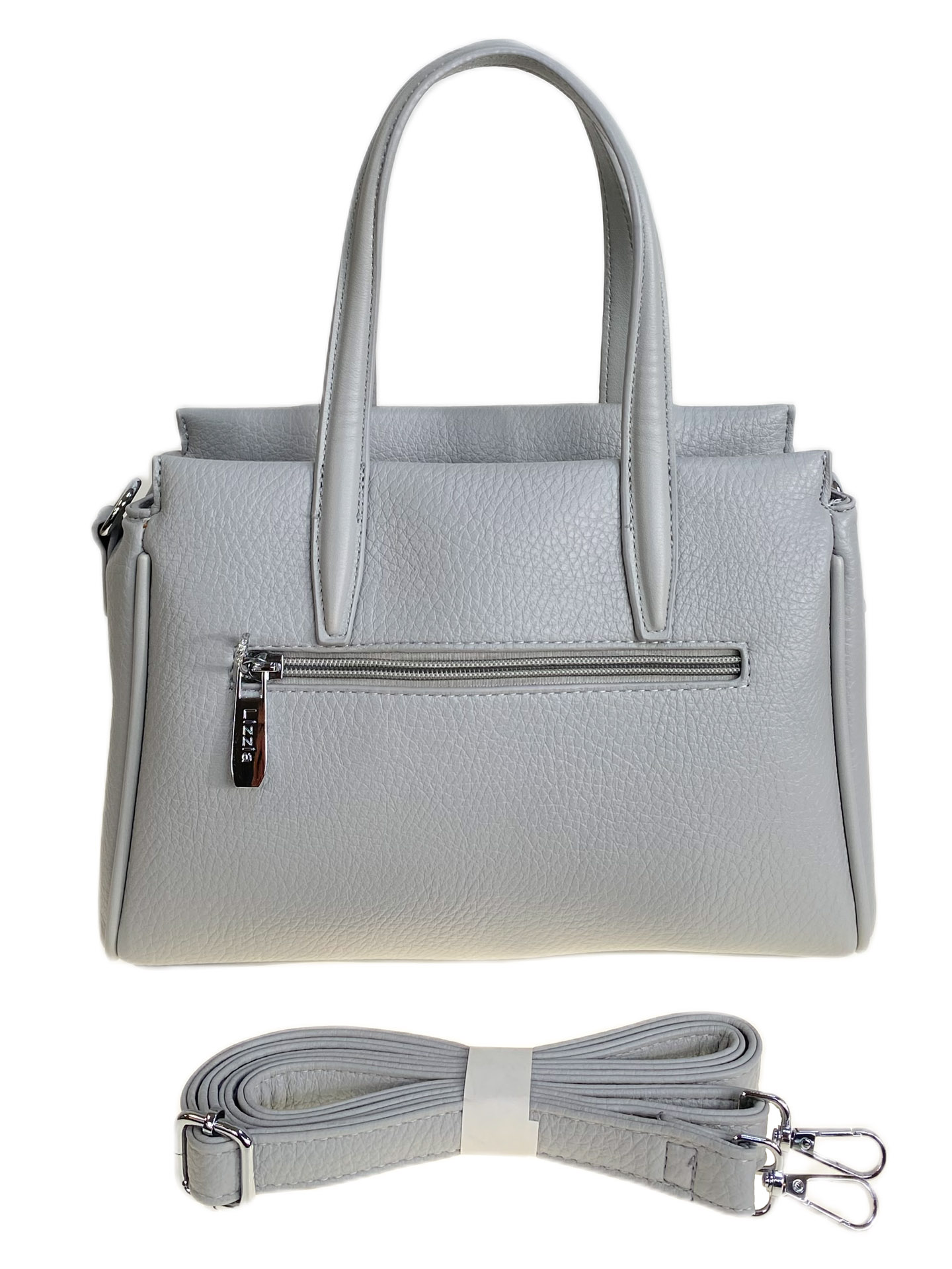 На фото 2 - Женская сумка из искусственной кожи, цвет серо-белый