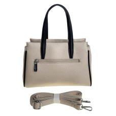 На фото 1 - Женская сумка из искусственной кожи, цвет молочный с черным