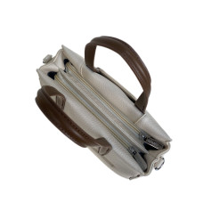 На фото 1 - Женская сумка из искусственной кожи, цвет молочный с шоколадом