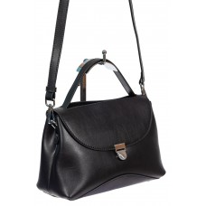 На фото 1 - Кожаная женская сумка satchel, цвет чёрный На фото 1 - Кожаная женская сумка satchel, цвет чёрный