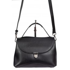 На фото 2 - Кожаная женская сумка satchel, цвет чёрный На фото 2 - Кожаная женская сумка satchel, цвет чёрный