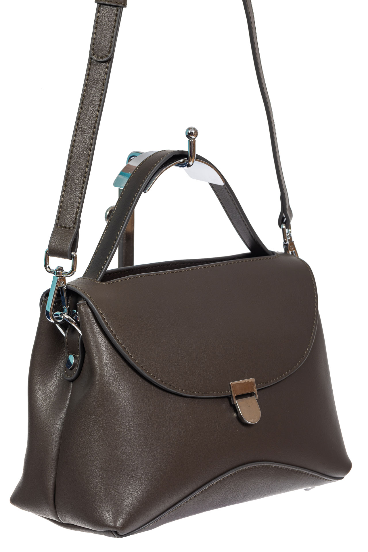 На фото 1 - Кожаная женская сумка satchel, цвет графит На фото 1 - Кожаная женская сумка satchel, цвет графит